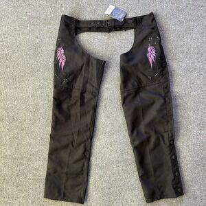 Nexgen Chaps Women XXXL Black Purple Lined  Adjustable 32 Inch Pocket Reflective